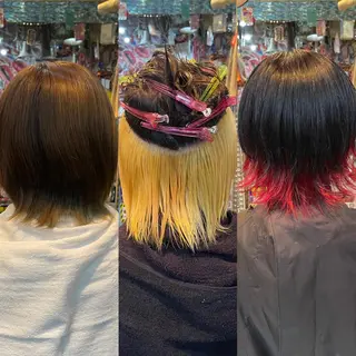 ショート カラー ヘアアレンジ 🌈派手髪エクステ ブレイズ🌈ひろとのヘアスタイル