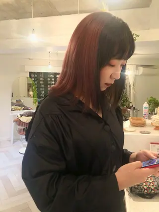 カラー ブリーチカラー🎀 韓国風/寺門美優のヘアスタイル