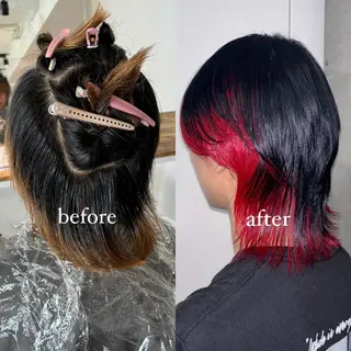 ミディアム カラー 💫miyu💫デザ インカラー/アレンジのヘアスタイル