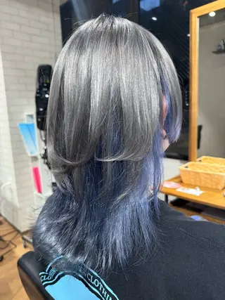 セミロング カラー ✨ハイトーン カラー福岡拓也✨のヘアスタイル
