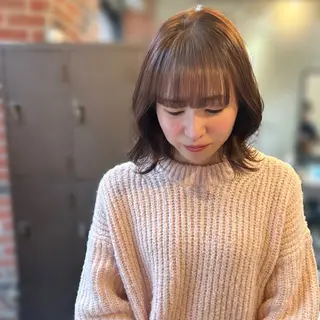 セミロング カラー ninaアイドル前髪 ×透明感🎀のヘアスタイル