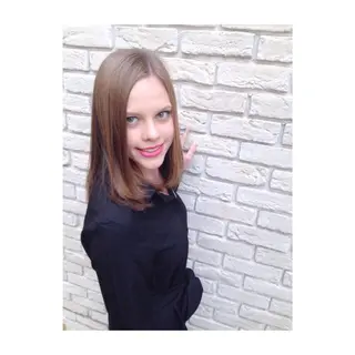 ミディアム セミロング ロング カラー パーマ アオガミ （前髪顔周りカット）のヘアスタイル