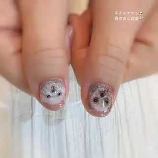 ネイル ショートネイル 森のさんぽ道のネイルデザイン