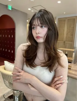 セミロング ブリーチ/縮毛矯正/ 韓国/💗ホノカ💗のヘアスタイル