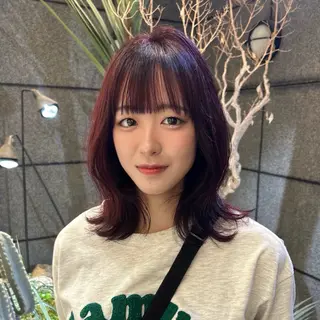 ミディアム カラー 🇰🇷韓国スタイル /束間まつげ🎀ミキのヘアスタイル