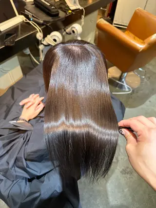 セミロング パーマ 髪質改善&縮毛矯正 カット/soyaのヘアスタイル