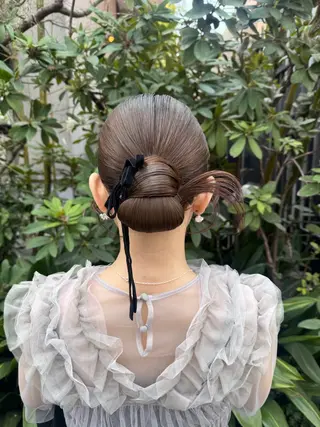 セミロング ヘアアレンジ 🎗️【ヘアセット 美眉】吉川玲🎗️のヘアスタイル