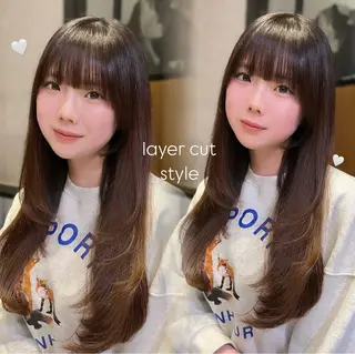 ロング yuuri🎀/大宮 /韓国ヘア/レイヤーのヘアスタイル