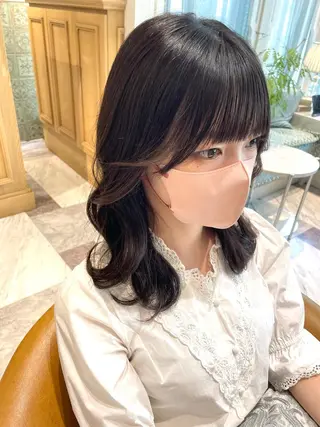 ミディアム カラー 木屋元一/透明感 /前髪/ショートボブのヘアスタイル