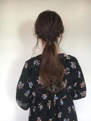 ロング カラー ヘアアレンジ 薬院:今泉/上川美幸 ボブ/顔周りレイヤーのヘアスタイル