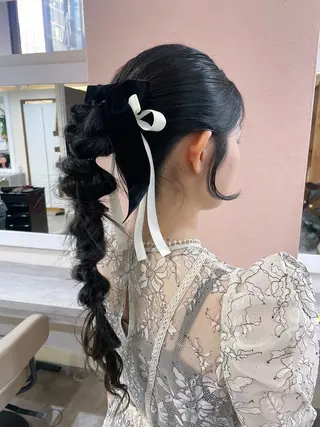 ロング ヘアアレンジ 韓国風パーマ/ヘア セット/店長みづきのヘアスタイル