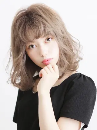 カラー ヘアアレンジ フェザーパーマ/ ダブルカラー/藤田のヘアスタイル