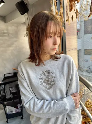ミディアム カラー ウルフ レイヤー パーマ🪐MANAのヘアスタイル