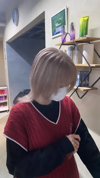 ミディアム カラー ブリーチムラ修正 /ハイトーン/青砥大のヘアスタイル