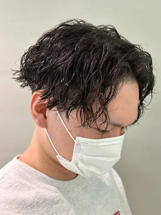 ミディアム パーマ メンズ 天神大名メンズパーマ メンズショートのヘアスタイル