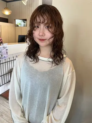 ミディアム カラー パーマ リトルガーデン/ yuka🧁‎‎のヘアスタイル