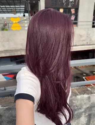 カラー 韓国風レイヤーカラー ライムのヘアスタイル