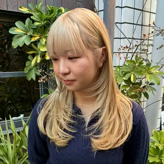 ロング ハイトーン/レイヤー カット/TAKEのヘアスタイル