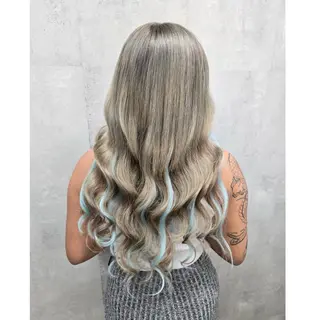 ロング カラー 編み込みエクステ/ ハイトーン りょすけのヘアスタイル