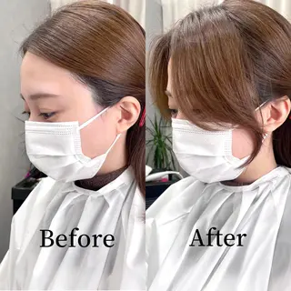 セミロング レイヤーカット/透明 感カラー🩵中村友美のヘアスタイル
