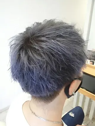 ショート カラー メンズ 酸性ストレート/ブリ ーチなしWカラー河本のヘアスタイル