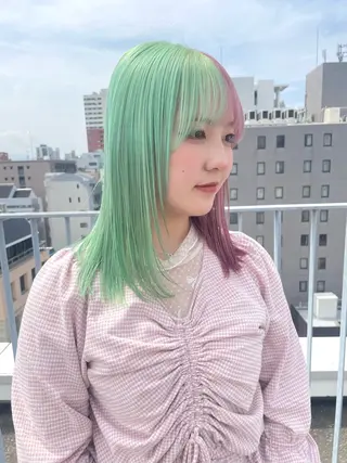 セミロング カラー SHOTO ハイトー ン/ブロンドカラーのヘアスタイル