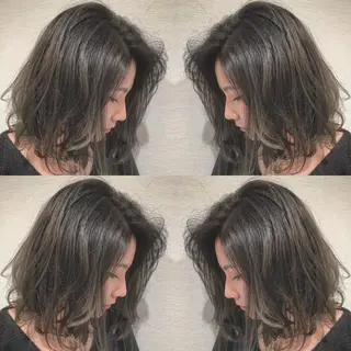 セミロング カラー ヘアアレンジ 白髪ぼかしハイライト 茗荷谷駅徒歩2分のヘアスタイル