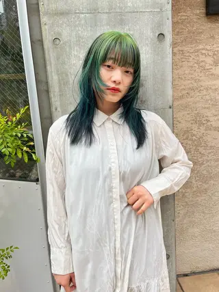 セミロング ハイトーンNo.1✨ パーマ✨イマイタツヤのヘアスタイル