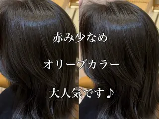 ミディアム カラー ブリーチなしダブル カラー縮毛矯正 下野のヘアスタイル