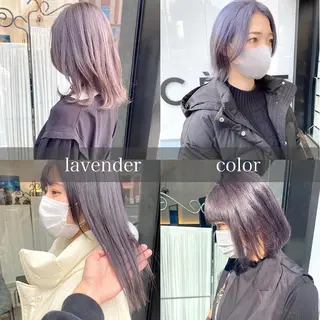ミディアム カラー ヘアアレンジ 韓国🇰🇷レイヤー カットオリーブカラーのヘアスタイル