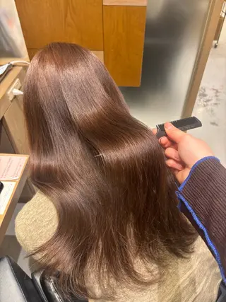 ロング 透明感グレージュ/ 縮毛矯正/静岡のヘアスタイル