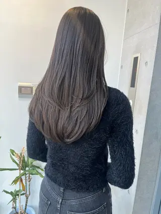 セミロング カラー パーマ ヘアアレンジ 透明感/オリーブ/ グレージュ/YUKAのヘアスタイル