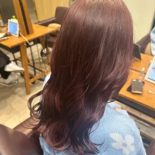 セミロング カラー シールエクステ/ ブリーチカラーのヘアスタイル