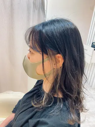 ミディアム カラー 酸性ストレート/ブリ ーチなしWカラー河本のヘアスタイル