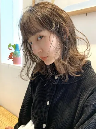 ミディアム パーマ 櫛引 健太のヘアスタイル