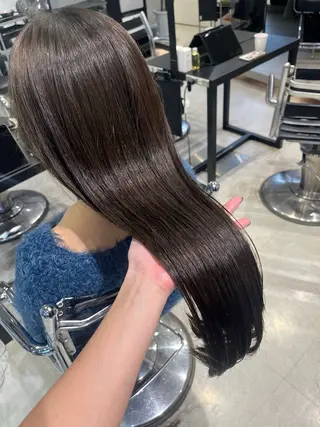 ロング カラー パーマ ヘアアレンジ 透明感/オリーブ/ グレージュ/YUKAのヘアスタイル