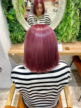 ミディアム カラー 横浜パーマ🌐ボブ✨ 暖色カラーもえかのヘアスタイル