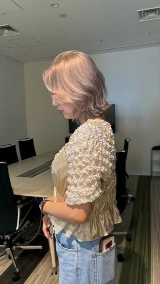 ショート カラー 透明感カラー/パーマ オレンジmiyo⭐️のヘアスタイル