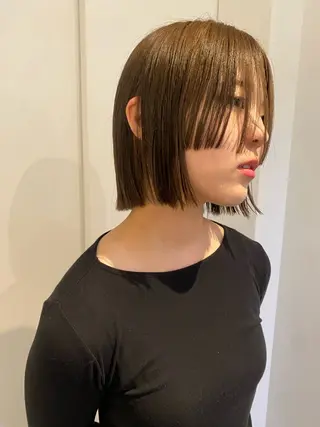 ミディアム カラー 永田 愛莉のヘアスタイル