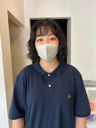 ミディアム パーマ ショート& パーマ　坂本のヘアスタイル