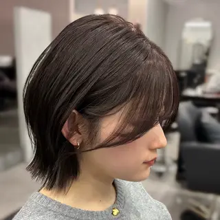 ミディアム カラー SUZUNO🤎ボブ レイヤー🫧顔周りのヘアスタイル