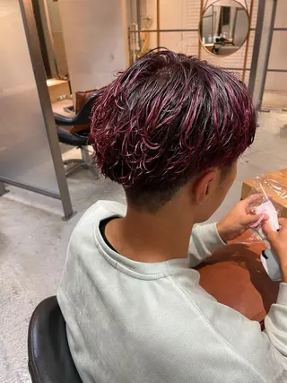 ショート カラー パーマ メンズ ハイトーンカラー🤍 山下 優華のヘアスタイル