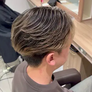 ショート カラー メンズ メンズハイライト × perm Runoのヘアスタイル