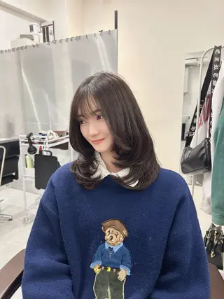 ミディアム 縮毛矯正/エクステ レイヤーカット/達也のヘアスタイル