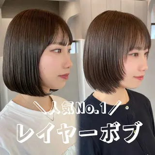 ショート カラー ボブ/縮毛矯正/レイ ヤー♡Natsukiのヘアスタイル