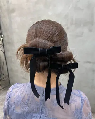 セミロング 【ピンク/韓国ヘア/ ヘアセット】亜海のヘアスタイル