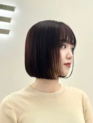 ショート カラー ヘアアレンジ 縮毛矯正🤍 盛れるボブ/ひかりのヘアスタイル