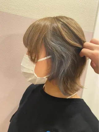 ミディアム カラー 初ブリーチOK✨ ハイトーン稲吉菜々美のヘアスタイル