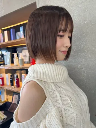 ショート 縮毛矯正×艶髪カラー 髪質改善/三ツ木のヘアスタイル