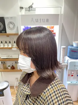 カラー 矯正パーマ、ベージュ ボブカット🫧のヘアスタイル